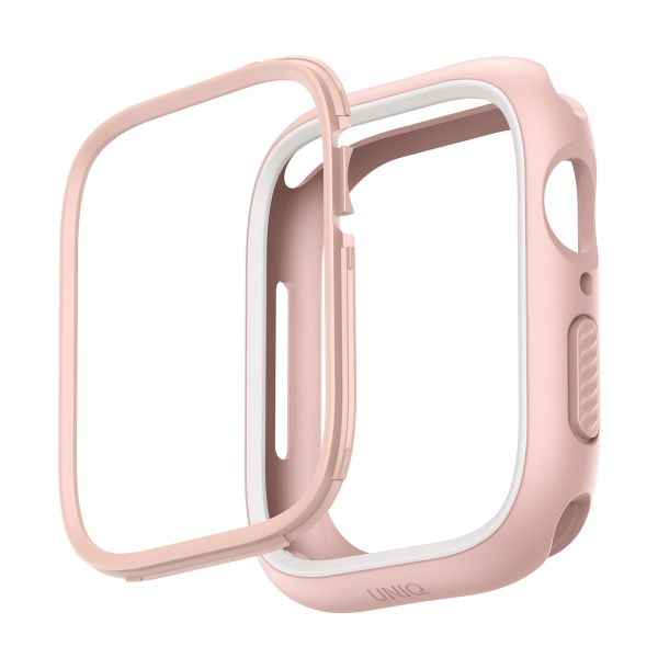 Uniq Moduo Apple Watch Case met uitwisselbare Bezel Apple Watch 4-9 / SE - 44/45 mm - Blush (Pink/White)