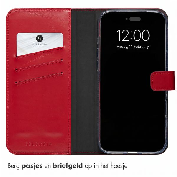 Selencia Echt Leren Bookcase Apple iPhone 18 Pro Max / 17 Pro Max - Rood