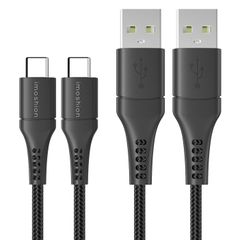 imoshion 2 pack USB-C naar USB kabel - Gevlochten textiel - 3 meter - Zwart