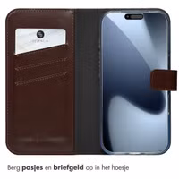 Selencia Echt Leren Bookcase Apple iPhone 17 Pro - Bruin