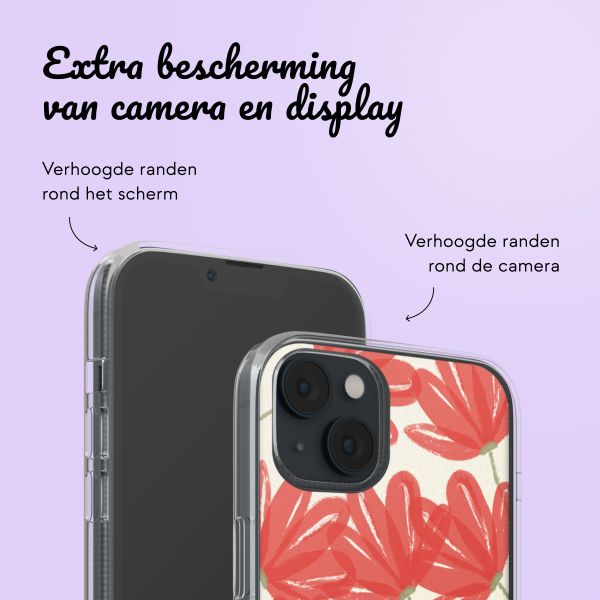 Gepersonaliseerd hoesje met bloemen iPhone 14 - Transparant