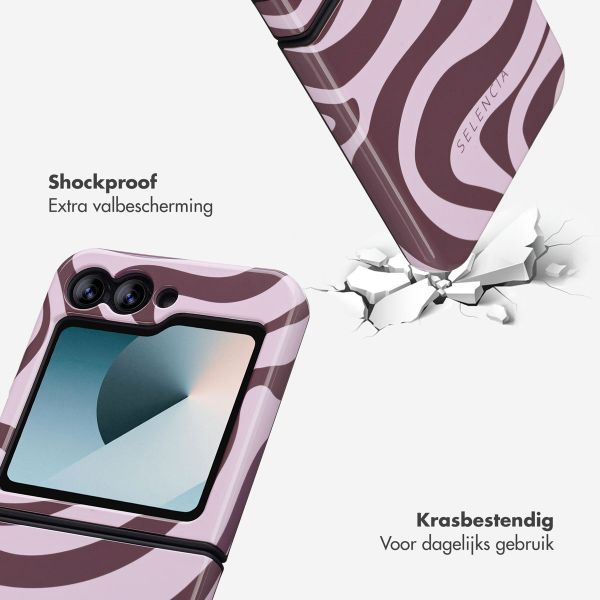 Selencia Vivid Backcover Samsung Galaxy Z Flip 6 / Flip 7 FE - Wavy Swirl Pink Plum