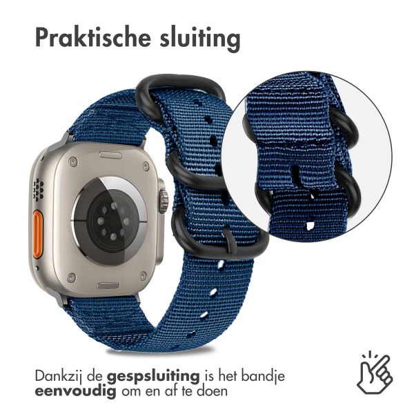 imoshion Nylon bandje Apple Watch Series 1-10 / SE / Ultra (2) - 42/44/45/46/49 mm - Donkerblauw