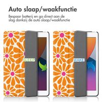 imoshion Design Trifold Bookcase Apple iPad 9 (2021) 10.2 inch / iPad 8 (2020) 10.2 inch / iPad 7 (2019) 10.2 inch - Orange Flower Connect