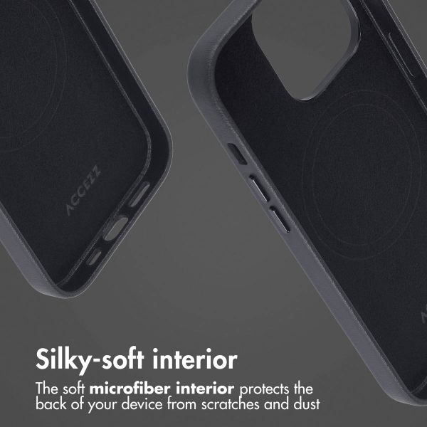 Accezz Leather Back Cover with MagSafe Apple iPhone 14 Pro - Onyx Black
