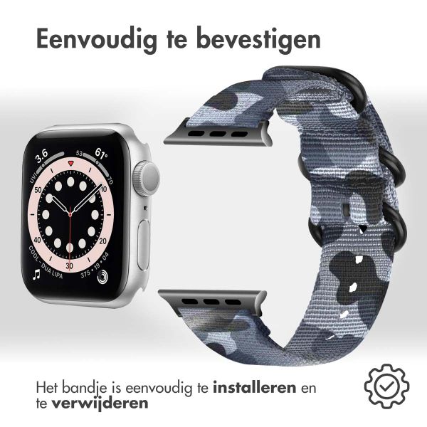 imoshion Rugged Nylon bandje Apple Watch Series 1 - 9 / SE (38/40/41 mm) | Series 10 / 11 (42 mm) - Camouflage Grey