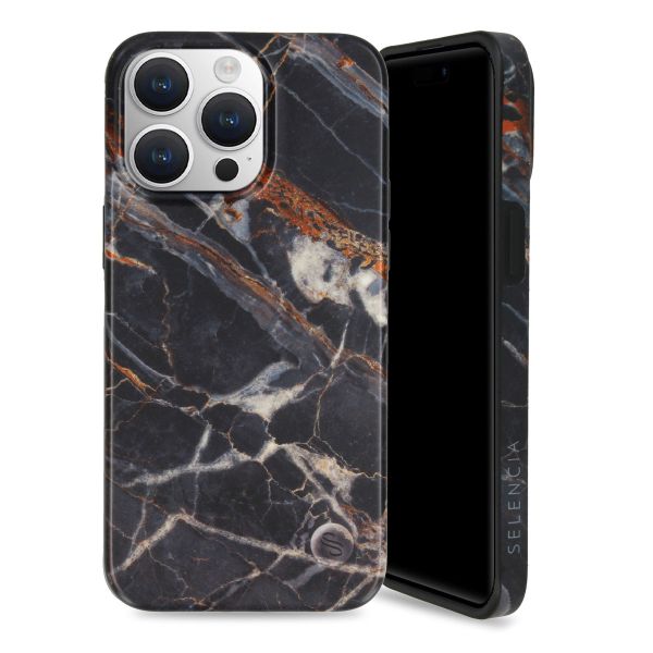 Selencia Aurora Fashion Backcover iPhone 15 Pro Max - Duurzaam hoesje - 100% gerecycled - Zwart Marmer