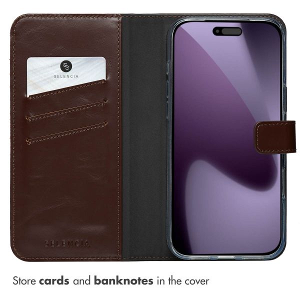 Selencia Genuine Leather Book Case Apple iPhone 17 Pro Max - Brown