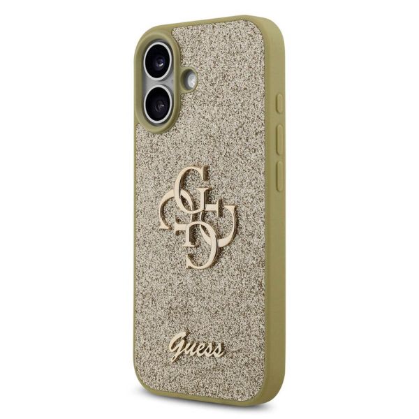 Guess 4G Metal Logo Glitter Backcover Apple iPhone 17 - Goud