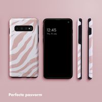 Selencia Vivid Tough Backcover Samsung Galaxy S10 - Colorful Zebra Old Pink