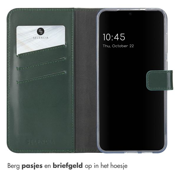 Selencia Echt Lederen Bookcase Samsung Galaxy S25 - Groen