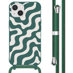 imoshion Siliconen design hoesje met koord iPhone 14 - Petrol Green Groovy