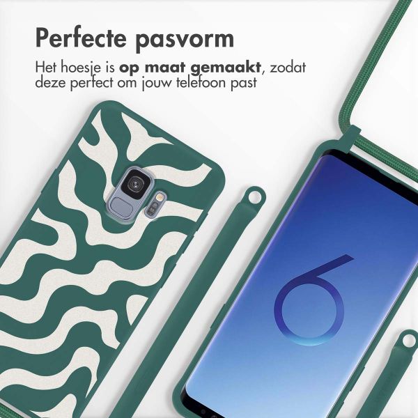 imoshion Siliconen design hoesje met koord Samsung Galaxy S9 - Petrol Green Groovy