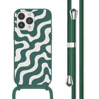 imoshion Siliconen design hoesje met koord iPhone 13 Pro - Petrol Green Groovy