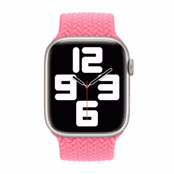 Apple Gevlochten solobandje Apple Watch | 44/45/46/49 mm - Maat 8 - Flamingo