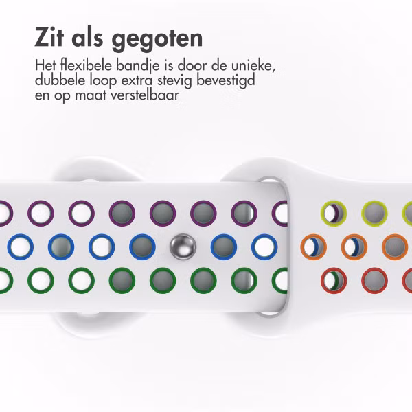 imoshion Sport⁺ bandje Apple Watch Series 1 t/m 9 / SE (38/40/41 mm) | Series 10 / 11 (42 mm) - Maat S/M - White Rainbow