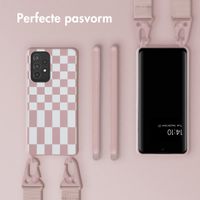 Selencia Siliconen design hoesje met afneembaar koord Samsung Galaxy A53 - Irregular Check Sand Pink