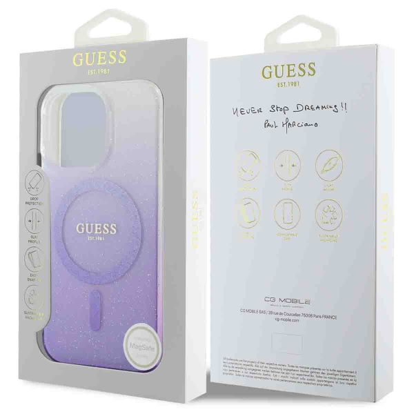 Guess MagSafe IML Glitter Gradient Case iPhone 16 Pro - Purple