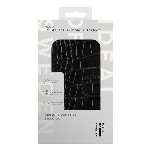 iDeal of Sweden Magnet Wallet+ Bookcase Apple iPhone 18 Pro Max / 17 Pro Max - Black Croco