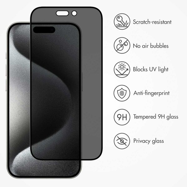 Accezz Tempered Glass Privacy Screen protector Apple iPhone 15 Pro Max