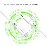 imoshion Lightning naar USB-C kabel - Non-MFi - Gevlochten textiel - 1 meter - Wit