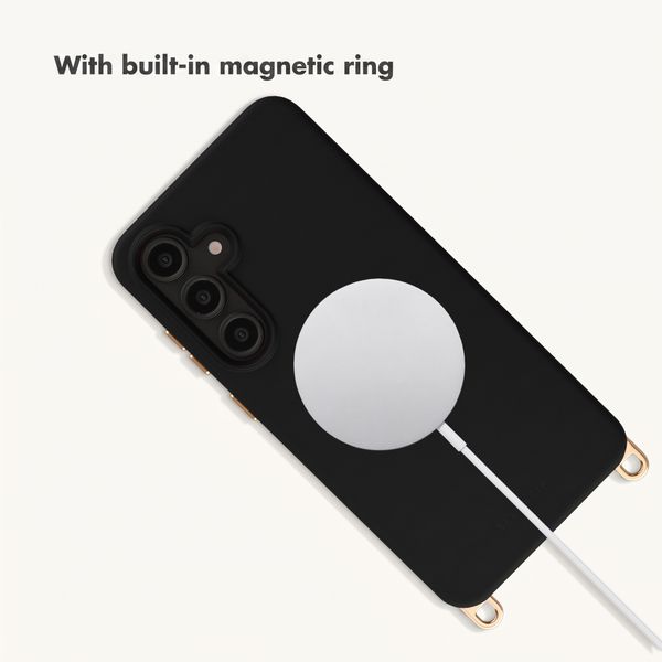 Selencia Rivièra MagSafe Case with detachable hooks Samsung Galaxy S24 FE - Velvet Black
