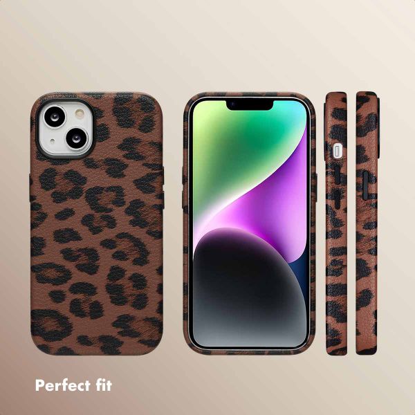 Selencia Sabi Back Cover Panther Print with MagSafe Apple iPhone 14 - Mocha Brown