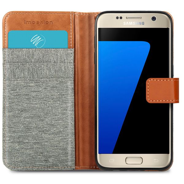 imoshion Luxe Canvas Bookcase Samsung Galaxy S7 - Grijs
