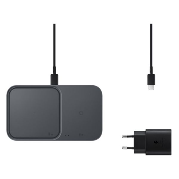 Samsung Wireless Charger Duo - Draadloze oplader - Met adapter en laadkabel - 15 Watt - Zwart