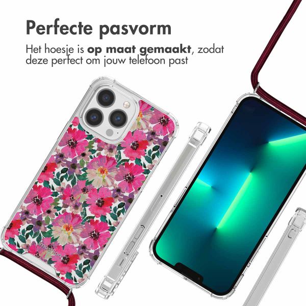 imoshion Design hoesje met koord iPhone 13 Pro - Flower Water