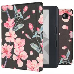 imoshion Design Slim Hard Case Sleepcover met stand Kobo Libra H2O - Blossom Watercolor Black