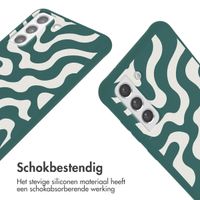 imoshion Siliconen design hoesje met koord Samsung Galaxy S21 FE - Petrol Green Groovy