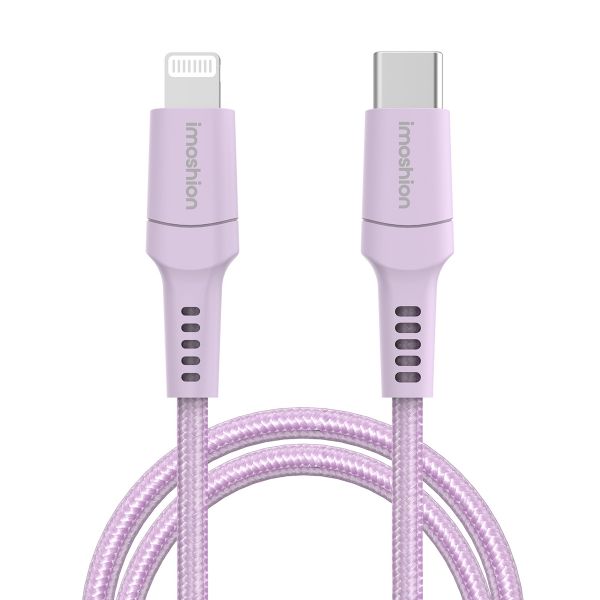 imoshion Lightning naar USB-C kabel - Non-MFi - Gevlochten textiel - 2 meter - Lila