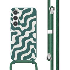 imoshion Siliconen design hoesje met koord Samsung Galaxy S24 - Petrol Green Groovy