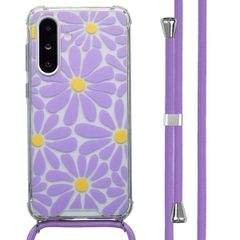 imoshion Design hoesje met koord Samsung Galaxy A36 - Tropical Violet Flowers Connect