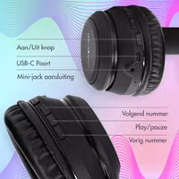 imoshion Draadloze Kinderkoptelefoon LED Light Cat Ear - Decibelbegrenzer - Met AUX kabel - Zwart