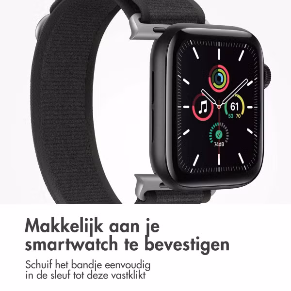 imoshion Nylon Trail bandje Apple Watch Series 1 t/m 9 / SE (38/40/41 mm) | Series 10 / 11 (42 mm) - Pure Black