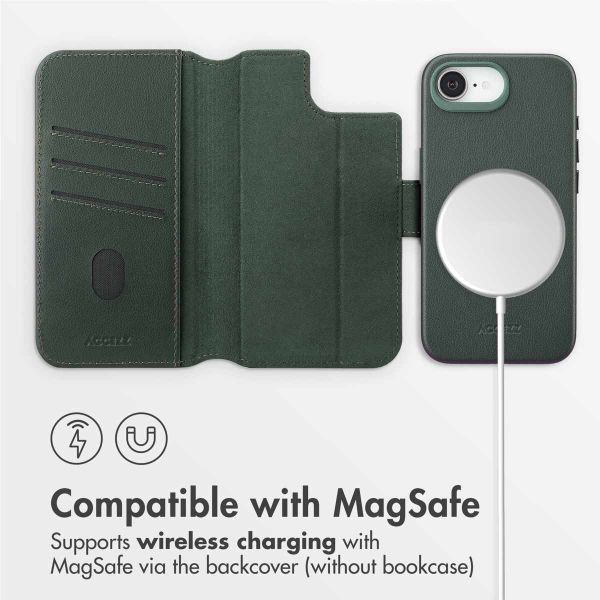Accezz 2-in-1 Leather Bookcase with MagSafe Apple iPhone 17e / 16e - Cedar Green