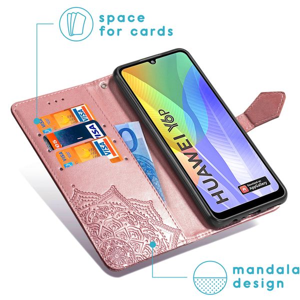imoshion Mandala Bookcase Huawei Y6p - Rosé Goud