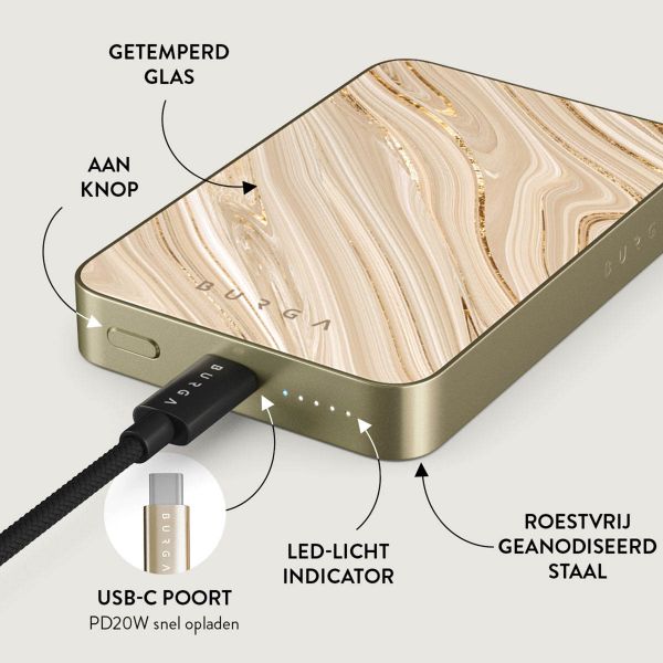 Burga Magnetic Powerbank 5.000 mAh - Geschikt voor MagSafe en Qi2 - Full Glam / Gold