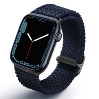 Uniq Aspen Braided bandje Apple Watch Series 1 t/m 9 / SE (38/40/41 mm) | Series 10 / 11 (42 mm) - Oxford Blue