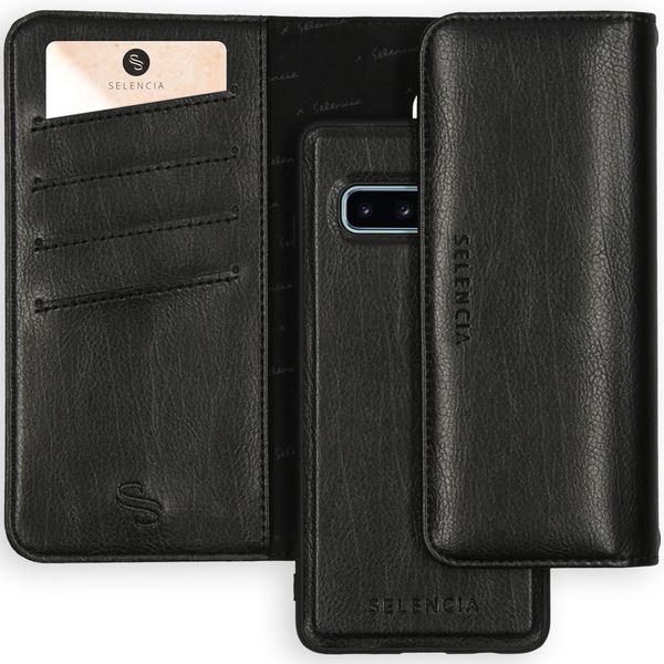 Selencia Eny Uitneembare Vegan Lederen Clutch Galaxy S10 - Zwart