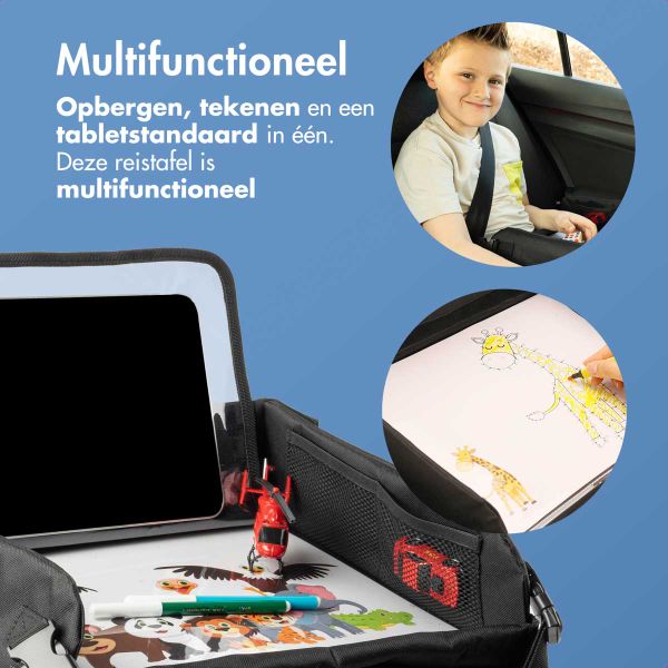 imoshion Reistafel - tablethouder auto - 7 opbergvakken - inclusief 2 kleurplaten - Zwart