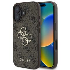 Guess 4G Metal Logo Backcover Apple iPhone 16 - Bruin