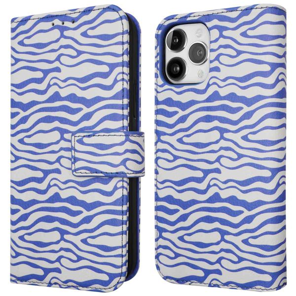 imoshion Design Bookcase iPhone 12 (Pro) - White Blue Stripes