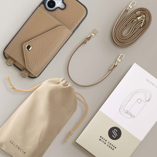 Selencia Sera Phone Case with Cord and Envelope Card Holder Apple iPhone 17 - Taupe