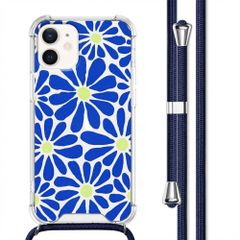 imoshion Design hoesje met koord Apple iPhone 12 Mini - Cobalt Blue Flowers Connect