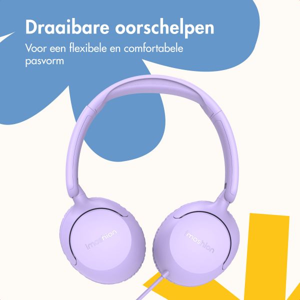 imoshion Kinderkoptelefoon met Draad - AUX kabel - Decibelbegrenzer - Lavender Lilac