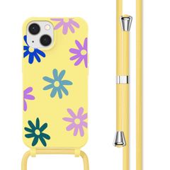 imoshion Siliconen design hoesje met koord Apple iPhone 13 - Yellow Flower Distance