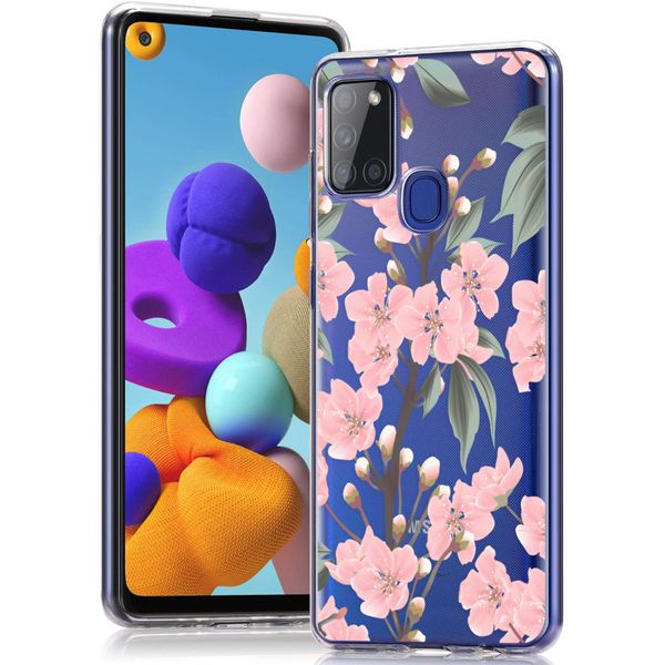 imoshion Design hoesje Samsung Galaxy A21s - Bloem - Roze / Groen